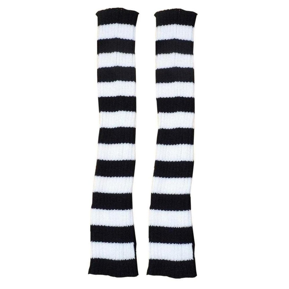 Goth Leg Warmers for Women 1 Pair Autumn Winter Lady Stretch Jk Knee-Length Cool Hipster Fashion Zebra Knit Socks