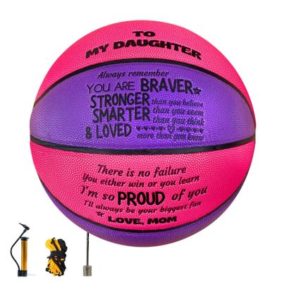 CybGene Daughter Gifts from Mom, to My Daughter Basketball, Personalized Basketball for Daughter for Birthday Christmas, Purple adn Pink