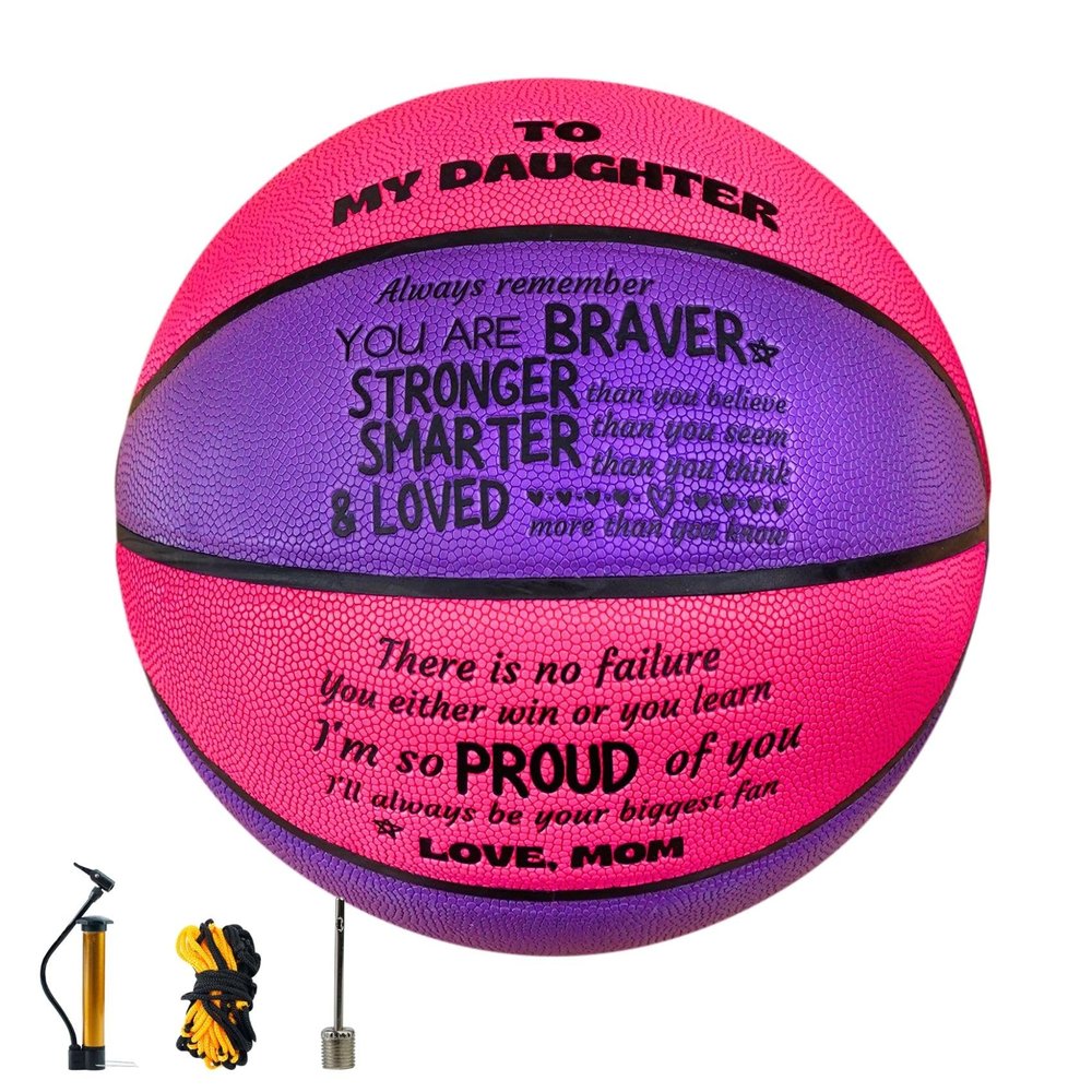 CybGene Daughter Gifts from Mom, to My Daughter Basketball, Personalized Basketball for Daughter for Birthday Christmas, Purple adn Pink