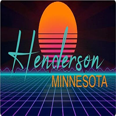 Henderson Minnesota 2 X 1.25-Inch Vinyl Decal Stiker Retro Neon Design
