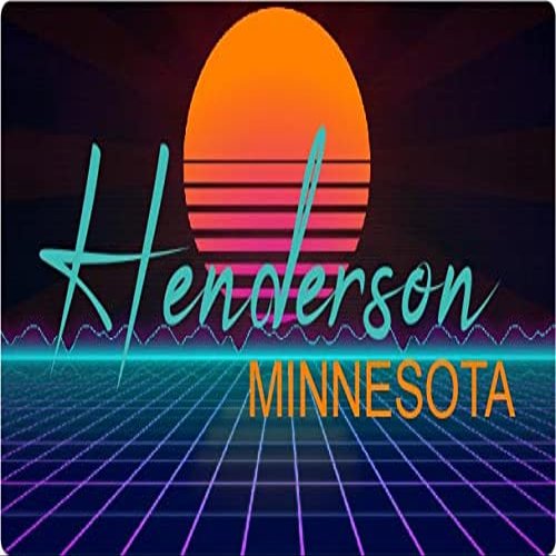 Henderson Minnesota 2 X 1.25-Inch Vinyl Decal Stiker Retro Neon Design