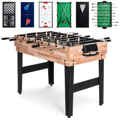 2x4ft 10-in-1 Combo Game Table Set with Hockey, Foosball, Pool, Shuffleboard, Ping Pong, Chess, Cards - Portable Recreational for Home, Game Room, Friends and Family
