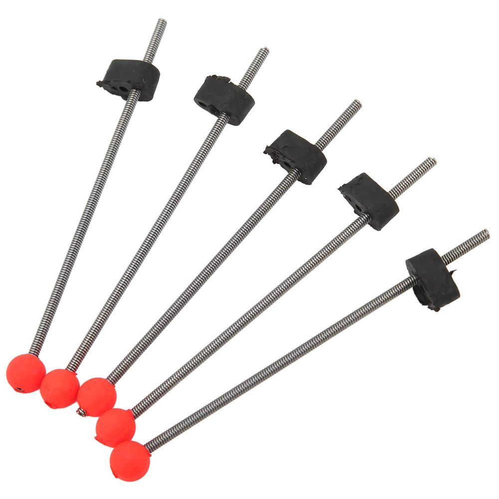 5PCS Ice Fishing Rod Top Tip, Portable Mini Winter Ice Fishing Rod Red Ball Spring Tips for Outdoor Equipment(S)