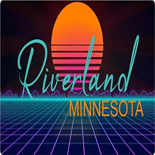 Riverland Minnesota 2 X 1.25-Inch Vinyl Decal Stiker Retro Neon Design