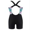 Sxiwei Girls Athletic Water Sports Swimming Surfing Jumpsuit One Piece Racerback Sunsuit Bathing Suit Pink Lily&Black 16 Years view 2