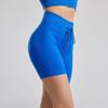 Floavery Women's Workout Yoga Shorts High Waist Butt Lifting Biker Shorts Running Gym Cycling Seamless Shorts Blue view 3