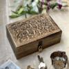 Great Birthday Gift Ideas Handmade Decorative Wooden Jewelry Box With Lock & Key Jewelry Organizer Keepsake Box Treasure Chest Trinket Holder Watch Box Storage Lock Box Housewarming Gifts (Brown) view 2