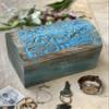 Great Birthday Gift Ideas Handmade Decorative Wooden Jewelry Box Treasure Box Jewelry Organizer Keepsake Box Treasure Chest Trinket Holder Lock Box Watch Box 9 x 6 Inch (Blue) view 2
