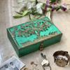 Handmade Decorative Wooden Jewelry Box Tree Of Life Carving & Lock & Key Jewelry Organizer Keepsake Box Treasure Chest Trinket Holder Watch Box Storage Lock Box 8 x 5 Inches (Green) view 2