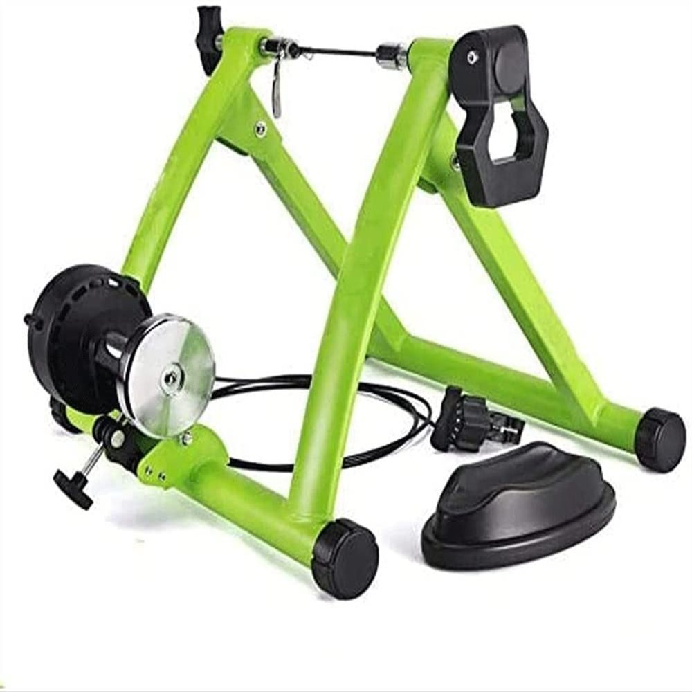 SMSOM Portable Bike Trainer Stand, Indoor Bike Trainer Stand Bicycle Riding Exercise Machine with Magnetic Flywheel and 6 Variable Speed Level, Green