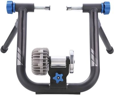 SMSOM Foldable Bike Trainer Stand, Indoor Riding with Noise Reduction Wheel Steel Bicycle Exercise Training Stand Stationary Bike Stand, Home Riding Training Cycling Exercise (Black)