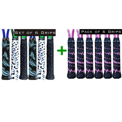 ALIEN PROS 12 Pack Sailor Mix & Pink Beats Tennis Racket Grip Tape  Tac Moisture Feel Tennis Grip  Wrap Your Racquet for High Performance