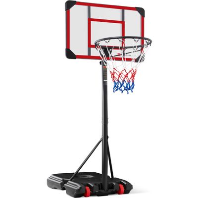 Best Choice Products Kids Height-Adjustable Basketball Hoop System, Portable Game w/Wheels, Fillable Base, 70.5in to 82.3in Height - Clear