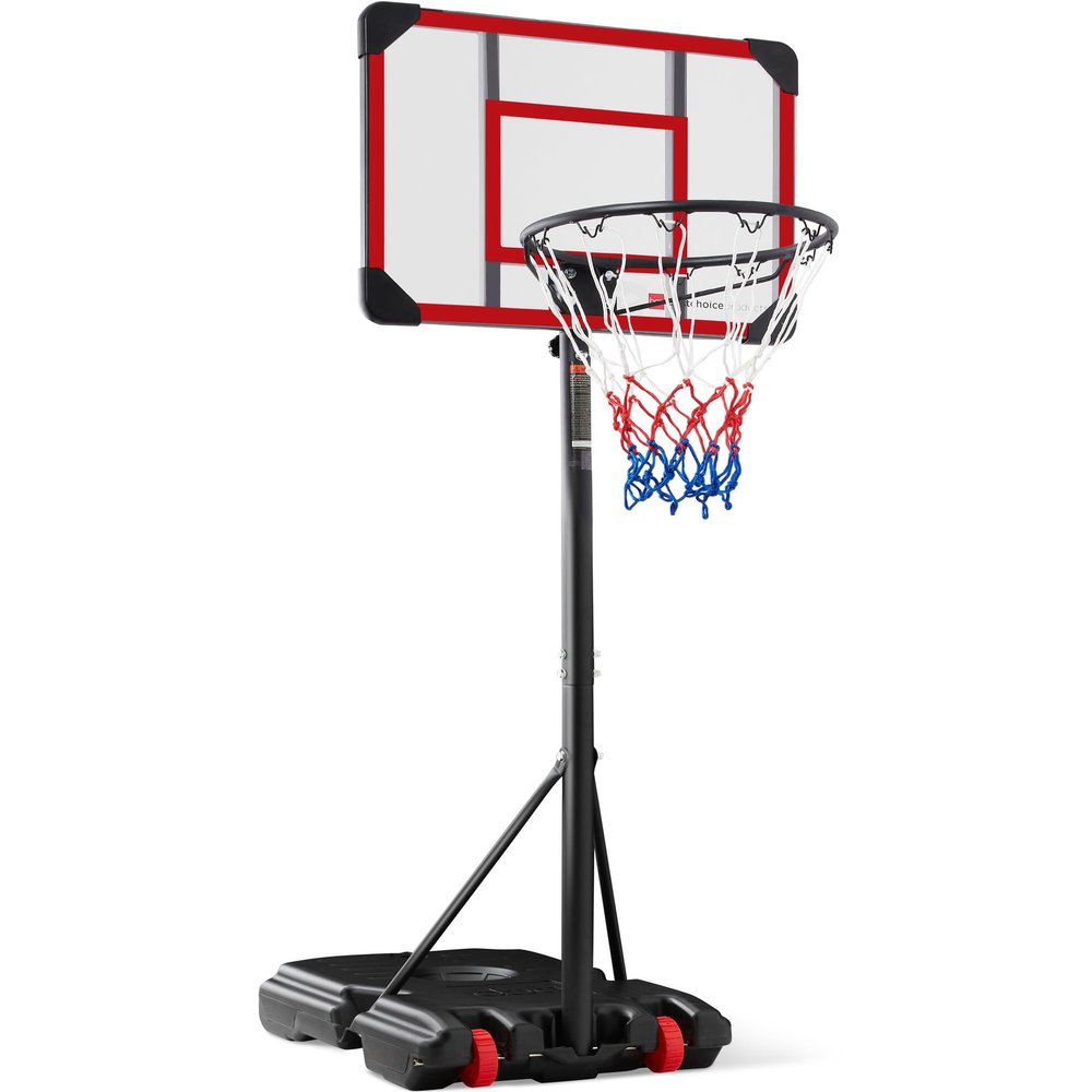 Best Choice Products Kids Height-Adjustable Basketball Hoop System, Portable Game w/Wheels, Fillable Base, 70.5in to 82.3in Height - Clear