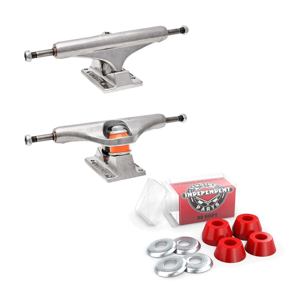 Independent Skateboard Trucks and Bushings Kit 129 Mids + Conical Soft 88a Red