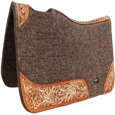 CHALLENGER Horse 32" x 30" Western Contoured Wool Felt Therapeutic Saddle Pad Grey 39177GR