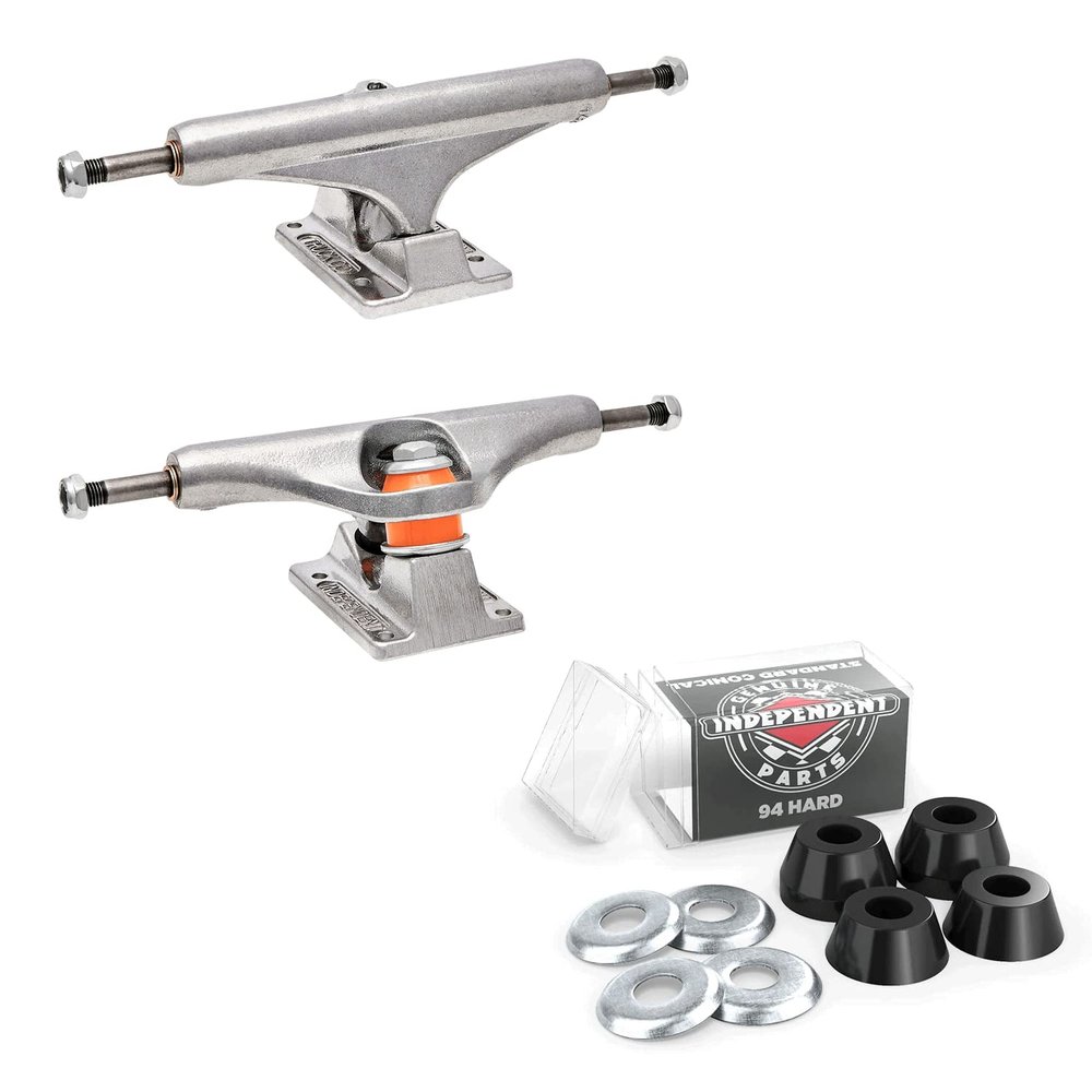 Independent Skateboard Trucks and Bushings Kit 129 Mids + Conical Hard 94a BLK