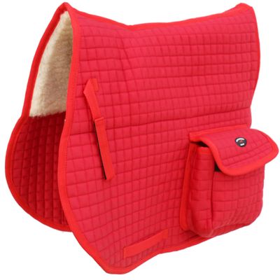 CHALLENGER Horse English Quilted Faux Fur All-Purpose Saddle Pad Red w/Pockets 72152RD