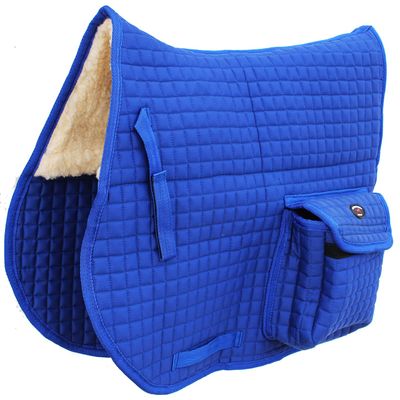 CHALLENGER Horse English Quilted Faux Fur All-Purpose Saddle Pad Brown w/Pockets 72152RB