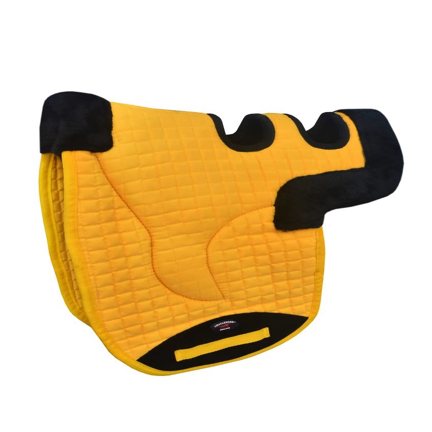 CHALLENGER Horse Contoured Fleece Lined Quilted English Saddle Pad Yellow 72153YL