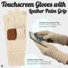 Funky Junque Kids Touchscreen Gloves  Soft Stretchy Knit Winter Gloves for Boys & Girls Ages 47, Warm Cozy Cold Weather Accessories - Beige view 3
