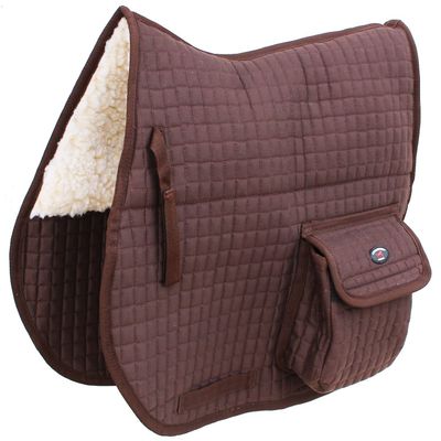 CHALLENGER Horse English Quilted Faux Fur All-Purpose Saddle Pad Black w/Pockets 72152BR