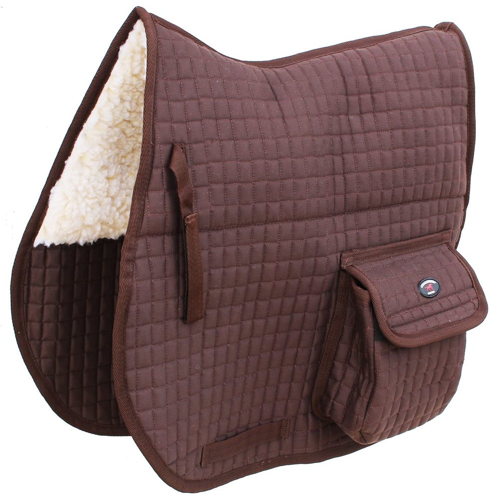 CHALLENGER Horse English Quilted Faux Fur All-Purpose Saddle Pad Black w/Pockets 72152BR