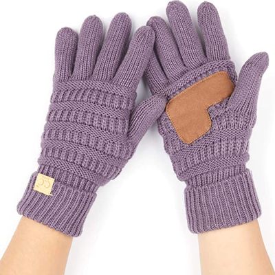 Funky Junque Kids Touchscreen Gloves Soft Stretchy Knit Winter Gloves for Boys & Girls Ages 47, Warm Cozy Cold Weather Accessories - Violet