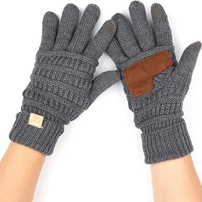 Funky Junque Kids Touchscreen Gloves Soft Stretchy Knit Winter Gloves for Boys & Girls Ages 47, Warm Cozy Cold Weather Accessories - Charcoal