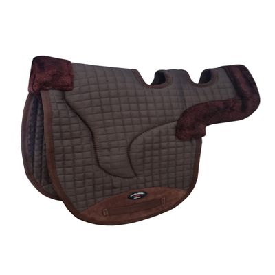 CHALLENGER Horse Contoured Fleece Lined Quilted English Saddle Pad Brown 72153BR