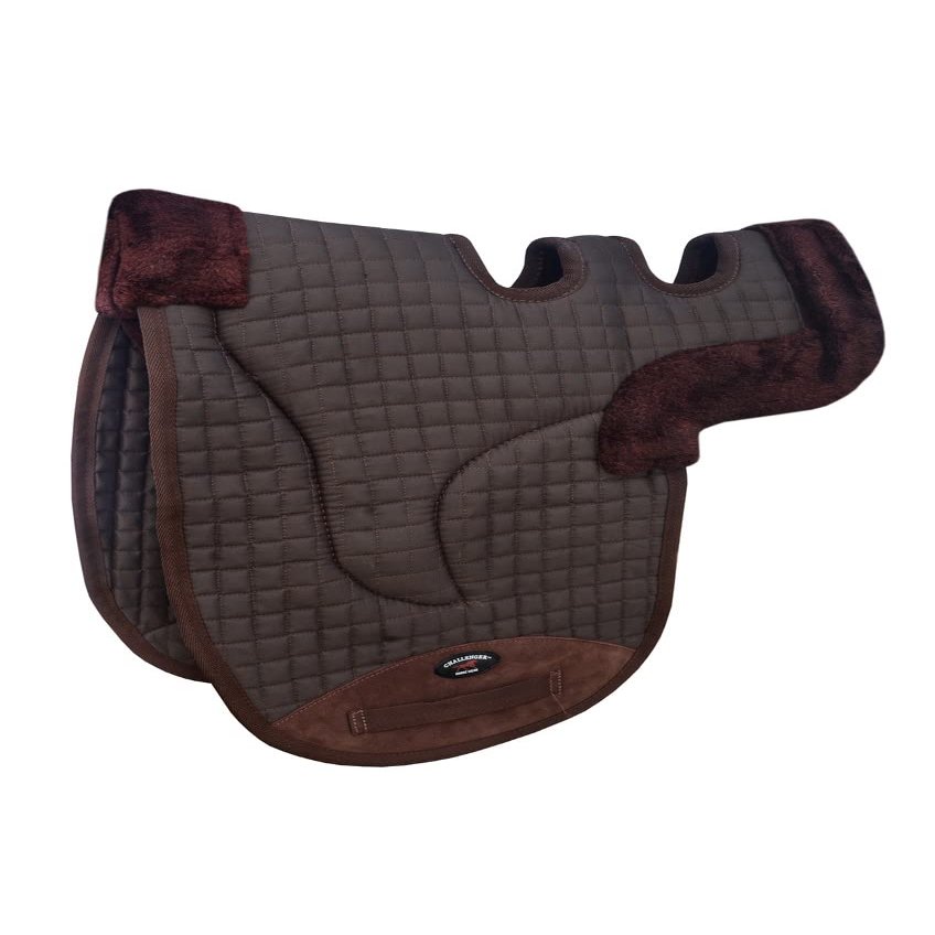 CHALLENGER Horse Contoured Fleece Lined Quilted English Saddle Pad Brown 72153BR