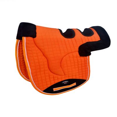 CHALLENGER Horse Contoured Fleece Lined Quilted English Saddle Pad Orange 72153OR