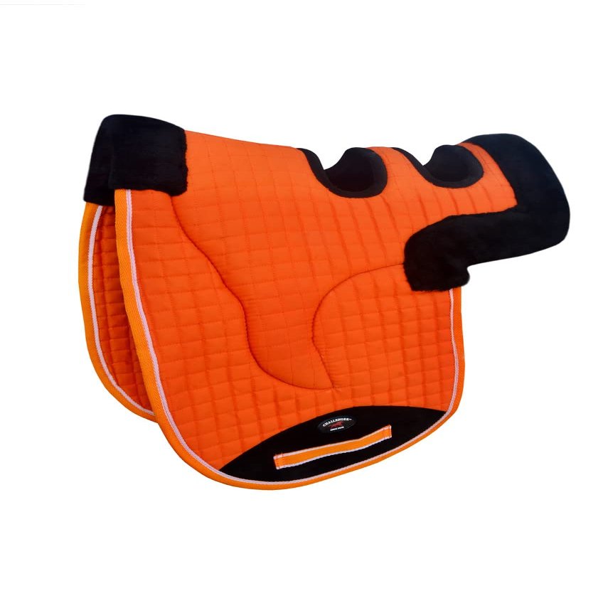 CHALLENGER Horse Contoured Fleece Lined Quilted English Saddle Pad Orange 72153OR