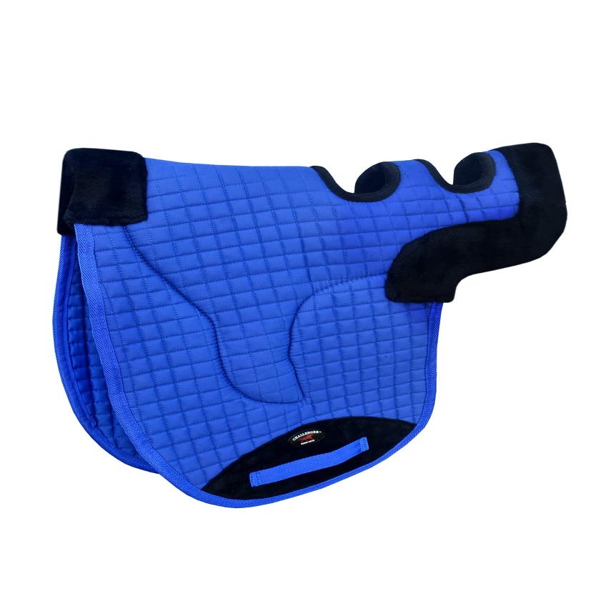 CHALLENGER Horse Contoured Fleece Lined Quilted English Saddle Pad Blue 72153RB