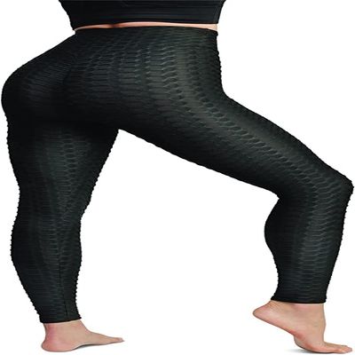Hy-Impact Peach High-Waisted Leggings for Women, Contour Fit TIK Tok, Butt Lifting & Tummy Tucking Pants for Home, Yoga, Gym & Exercise - Black (XL)