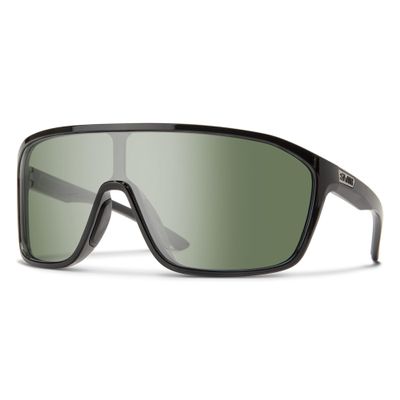 SMITH Boomtown Sunglasses Shield Lens Performance Sports Active Sunglasses for Biking, Running, Fishing & More For Men & Women For Men & Women Black + Grey Green ChromaPop Polarized Lens