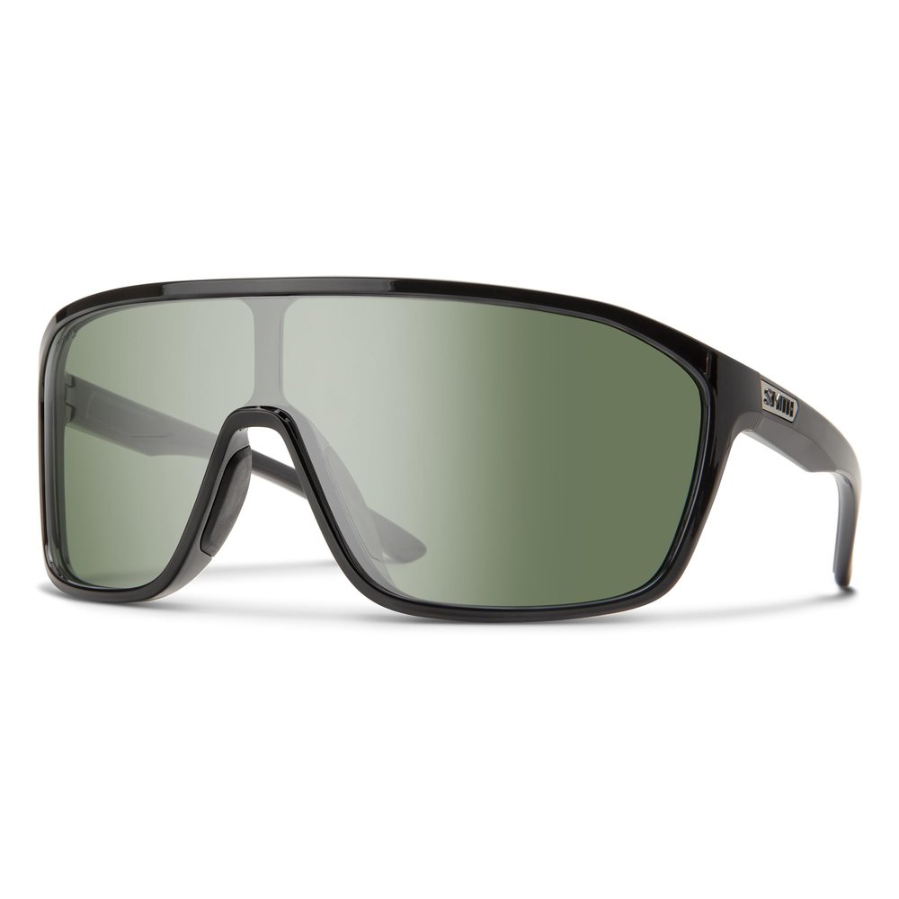 SMITH Boomtown Sunglasses Shield Lens Performance Sports Active Sunglasses for Biking, Running, Fishing & More For Men & Women For Men & Women Black + Grey Green ChromaPop Polarized Lens