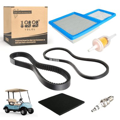 10L0L Golf Cart Tune Up Kit with Starter Generator Belt & Drive Belt for Yamaha 1996-up G16 G19 G22 & 2012-up G29 Gas Model W/ 4 Cycle 301cc 357cc Engine Air Filter Pre Fuel Filter Spark Plug