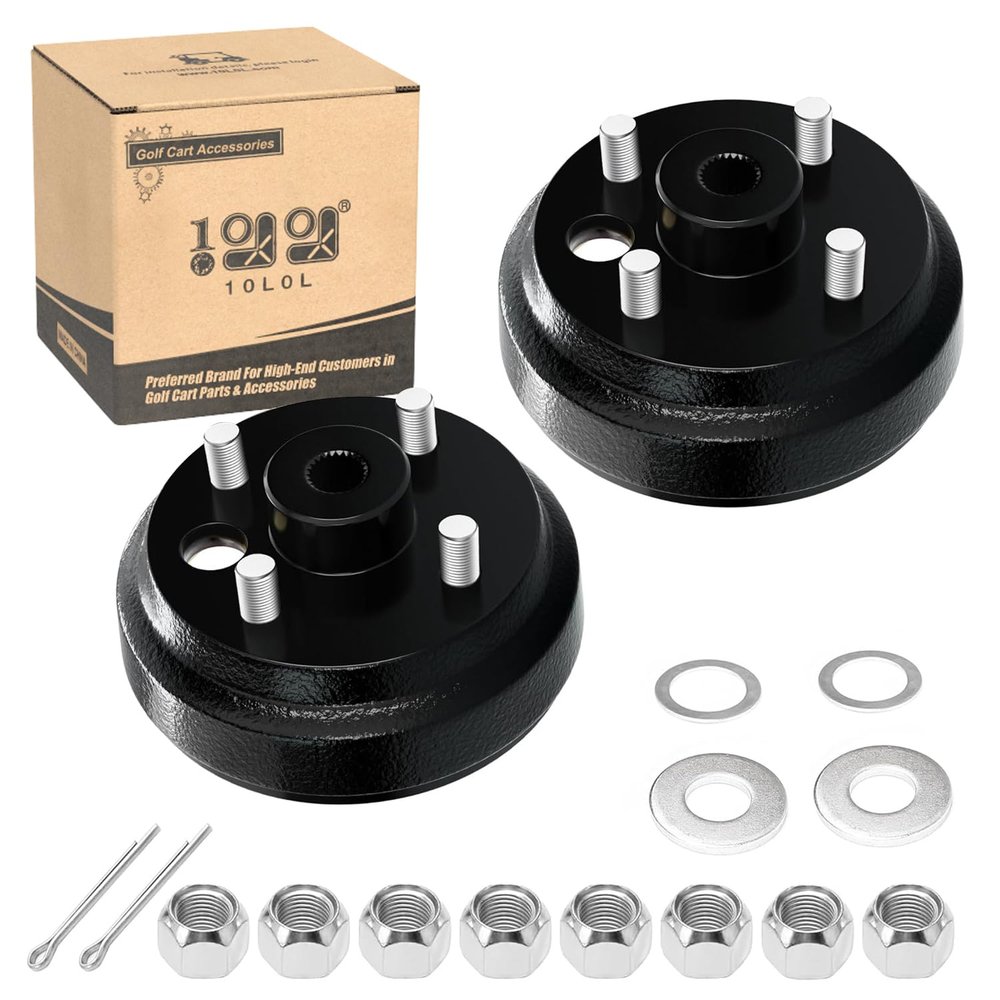 10L0L Golf Cart Brake Drum Hub Assembly 2 Pack for 1982-up EZGO TXT PDS (Electric),1982-1993 2-Cycle Gas Vehicles,Replacement OEM# 19186G1P 19186G1