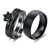 LOVERSRING Couple Ring Bridal Sets His Hers Women 18k Black Gold Plated Cz Men Titanium Wedding Ring Band Set view 1