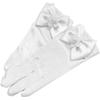 Flower Girls Gloves Short Lace Princess Gloves Bridesmaids Wedding Dress Gloves with Bowknot Pearl Decor for Communion Prom view 1