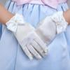 Flower Girls Gloves Short Lace Princess Gloves Bridesmaids Wedding Dress Gloves with Bowknot Pearl Decor for Communion Prom view 2
