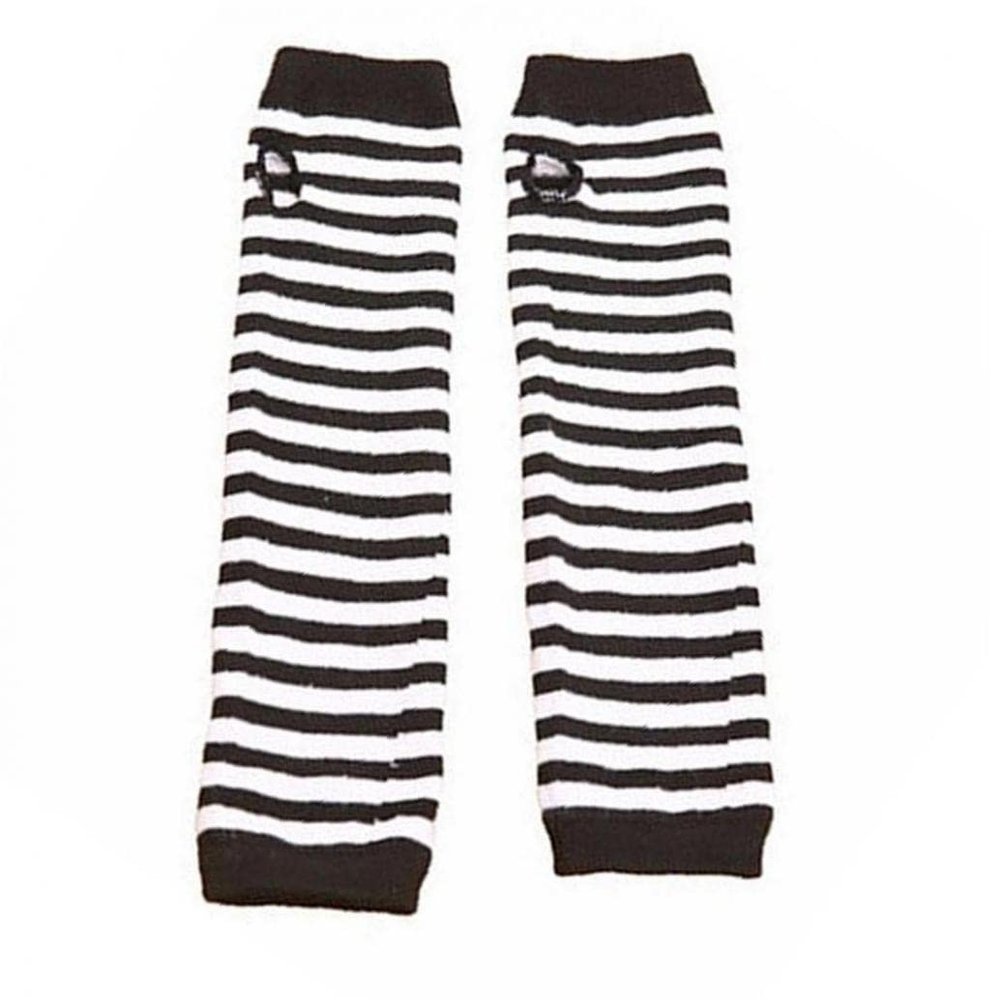 Women Long Elbow Gloves Fashion Striped Fingerless Gloves Winter Knit Arm Warmer for Girls