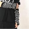 Women Long Elbow Gloves Fashion Striped Fingerless Gloves Winter Knit Arm Warmer for Girls view 3