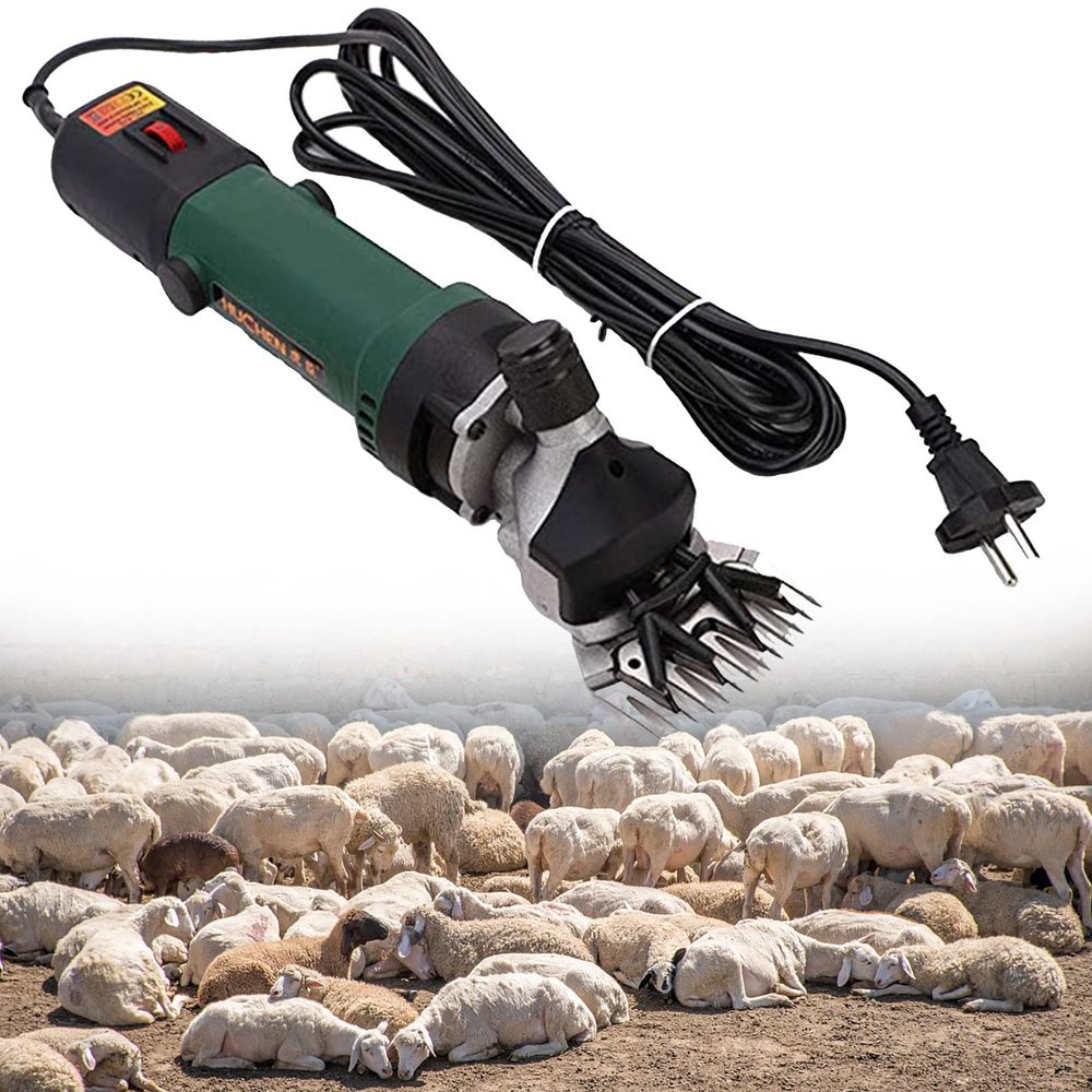 XYEJL 690W Electric Wool Shears, Sheep Clipper Tool Sheep Shears Shearing Machine, 6 Gears Speed for Horse/Cattle/Camel/Pachyderm,DarkGreen-220V