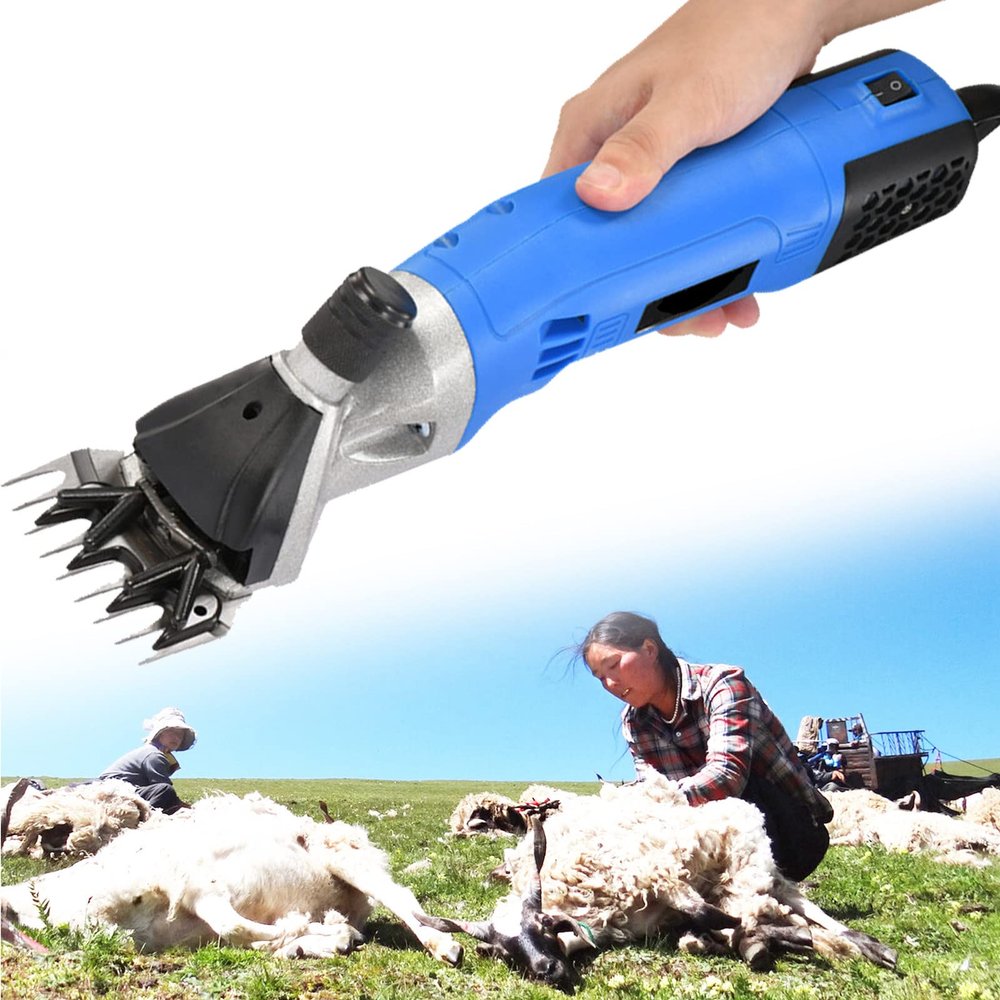 XYEJL 900W Electric Sheep Goat Shearing Machine Shearing Clipper Wool Scissor Electric Shears 6 Speed Adjustable for Horse/Cattle/Camel/Pachyderm,Blue-220V