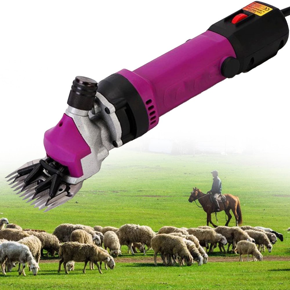 XYEJL 690W Electric Wool Shears, Sheep Clipper Tool Sheep Shears Shearing Machine, 6 Gears Speed for Horse/Cattle/Camel/Pachyderm,Purple-110V
