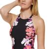 Calvin Klein Womens Floral High-Neck Tankini Swim Top Black S view 2