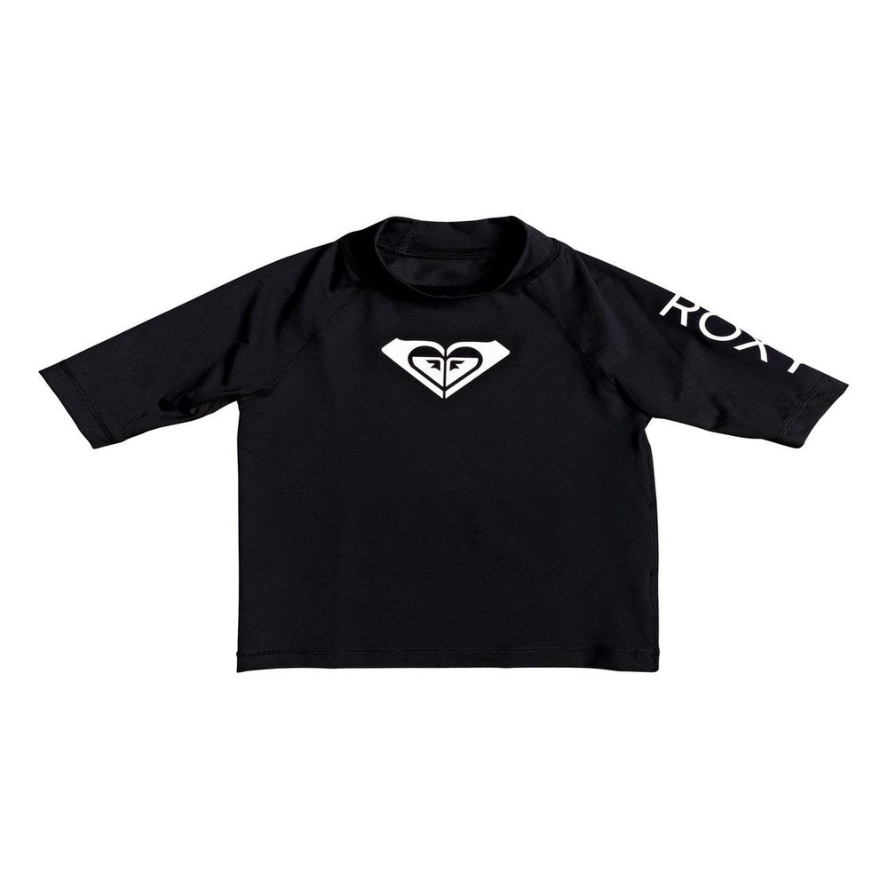 Roxy Girl's Whole Hearted Short Sleeve Rashguard (Toddler/Little Kids/Big Kids) Anthracite 4 Little Kid