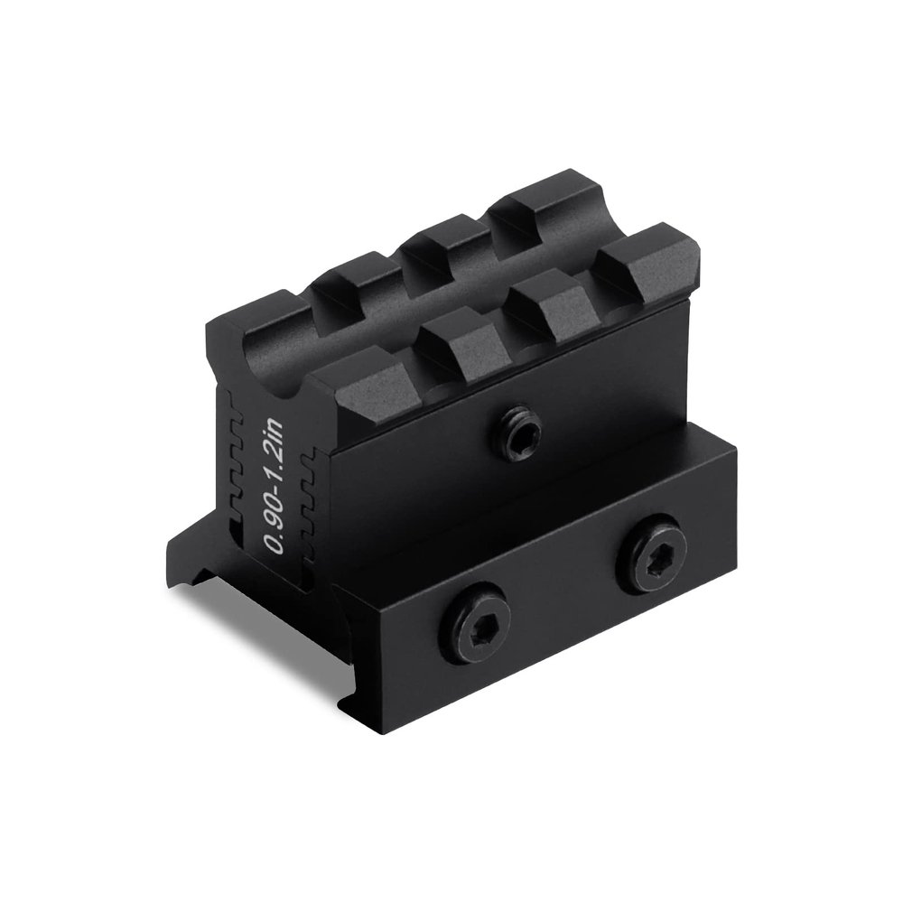 FOCUHUNTER Adjustable Height Lockdown Series Picatinny Riser Mount with Quick Release, 1.57" L|3 Slots, Raise 0.9-1.2inches, Scalloped Picatinny Slots for Scopes, Red Dots, Optics
